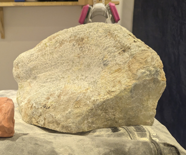 a sculpture depicting abstract shapes